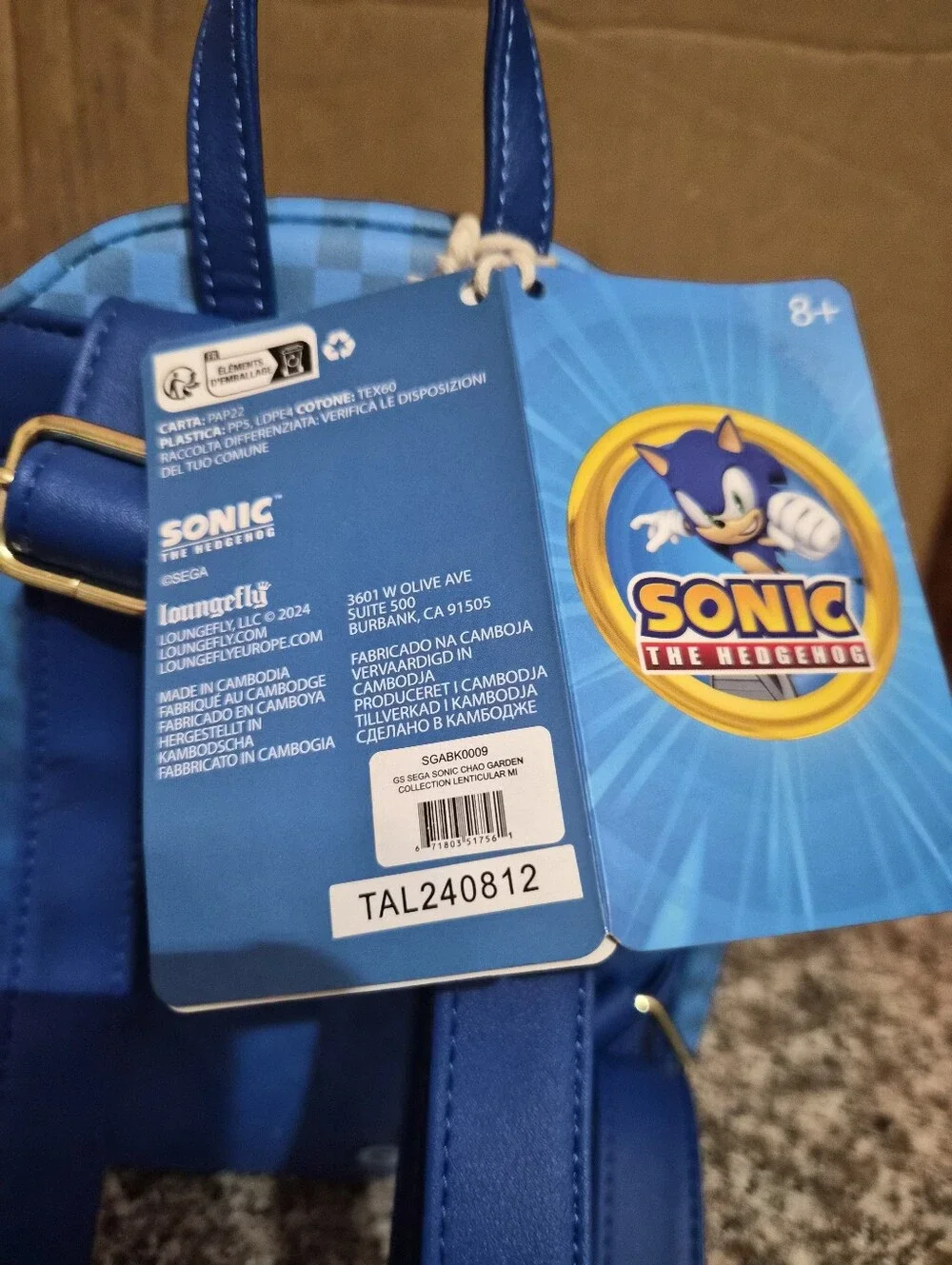 Loungefly Blue Sonic The Hedgehog Mini Backpack with Sunflower Artwork